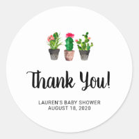 Thank You Baby Shower Stickers, Succulent, Cactus Classic Round Sticker