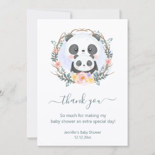 thank you baby shower watercolor cute pandas green note card