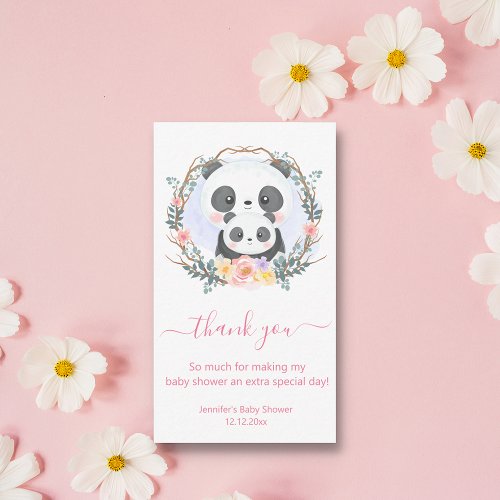 thank you baby shower watercolor cute pandas pink  note card