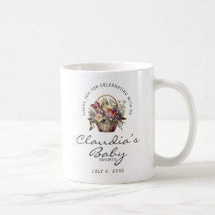 Thank You Baby Shower Watercolor Floral Basket Coffee Mug