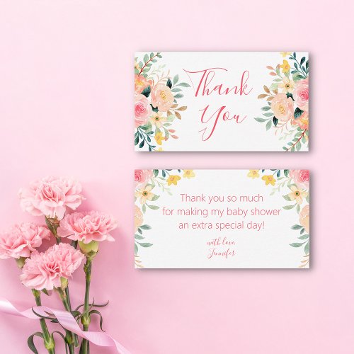 thank you baby shower watercolor floral pink note card
