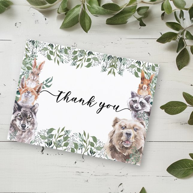 Thank you Baby Shower Woodland Animals  Postcard (Creator Uploaded)
