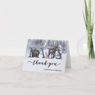 Thank you Baby Shower Woodland Bear Winter Card