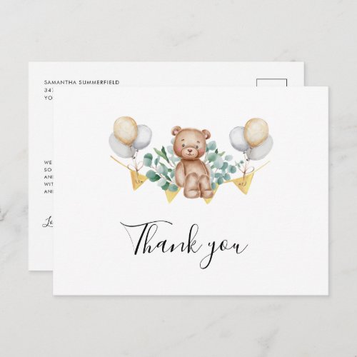 Thank You Baby Shower Woodland Greenery Invitation Postcard