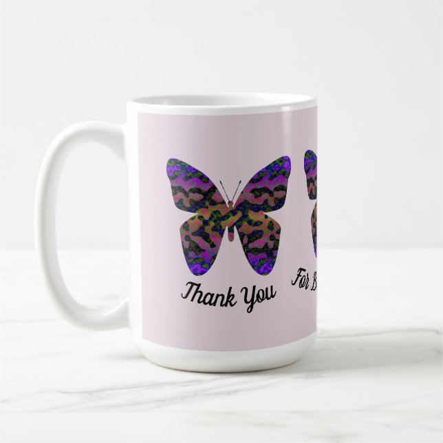 Thank You Babysitter Bright Butterfly Appreciation Coffee Mug (Left)