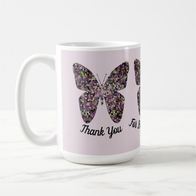 Thank You Babysitter Mosaic Butterfly Appreciation Coffee Mug (Left)