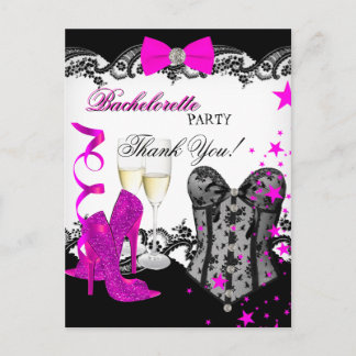 Thank You Bachelorette Lace Pink Corset Champagne Postcard