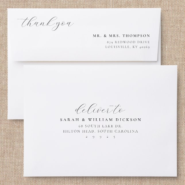 Thank You Back Addressed Envelopes (Linen)