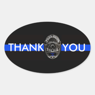 THANK YOU BACK THE BLUE OVAL BUMPER STICKER