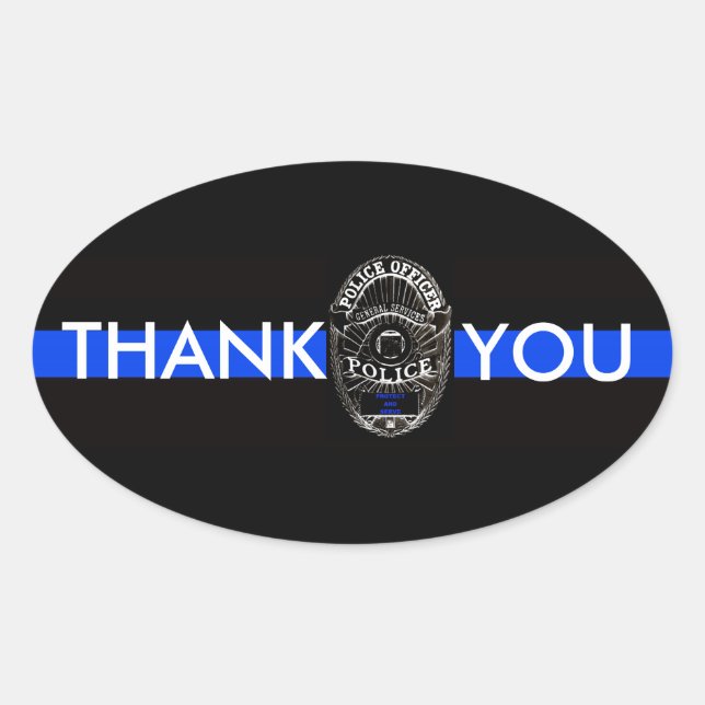 THANK YOU BACK THE BLUE OVAL BUMPER STICKER (Front)