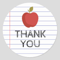 Thank You Back to School Teacher Apple Class Classic Round Sticker