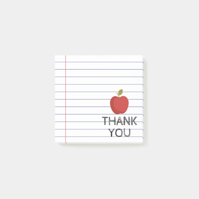 Thank You Back to School Teacher Apple Class Post-it Notes (Front)