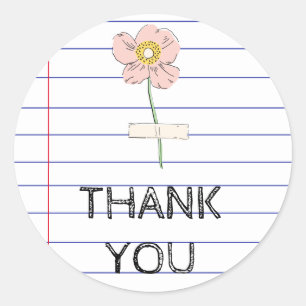 Thank You Back to School Teacher Wildflower Classic Round Sticker