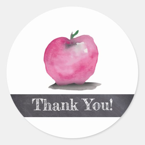 Thank you Back to School watercolor apple Classic Round Sticker