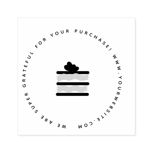 Thank You Bakery Cake Business Homemade Cake Slice Rubber Stamp (Imprint)