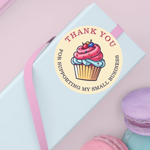 Thank You Bakery Pastries Packaging Cupcake Pink Classic Round Sticker