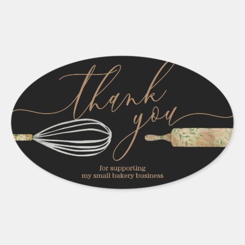 Thank You Bakery Small Business Pastry Package Oval Sticker