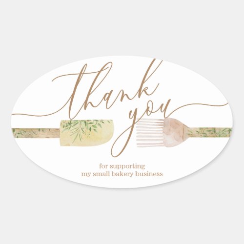 Thank You Bakery Small Business Pastry Shop Oval Sticker