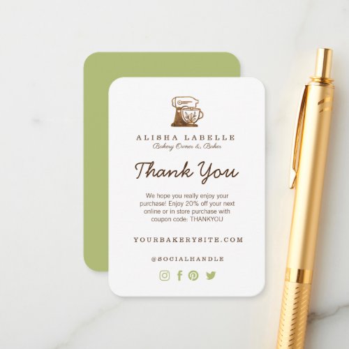 Thank You Bakery Stand Mixer Enclosure Card