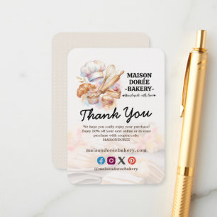 Thank You Bakery Store Pastry Cake Baker Catering Enclosure Card