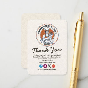 Thank You Bakery Store Pastry Cake Baker Catering Enclosure Card