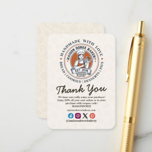 Thank You Bakery Store Pastry Cake Baker Catering Enclosure Card