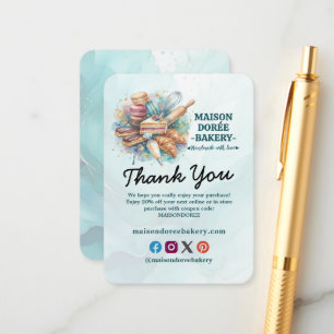 Thank You Bakery Store Pastry Cake Baker Catering Enclosure Card