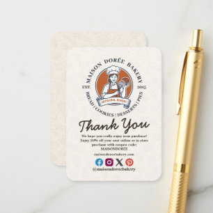 Thank You Bakery Store Pastry Cake Baker Catering Enclosure Card