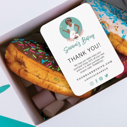 Thank You Bakery Woman Business Utensils  Sweets Enclosure Card