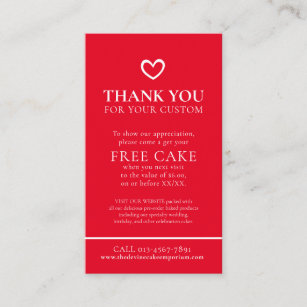 Thank you baking business photo free promo red business card