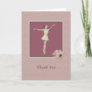 Thank You, Ballerina On Pointe with Daisies Letterpress Thank You Card