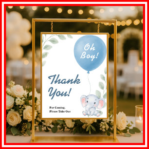 Thank You Balloon Elephant Baby Shower SIGN