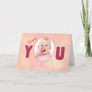 Thank You Baptism Gift Pink, Photo Customize card