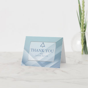 Thank You Bar Mitzvah Classic Blue Lines Invitation