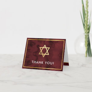 THANK YOU bar mitzvah gold star dark red