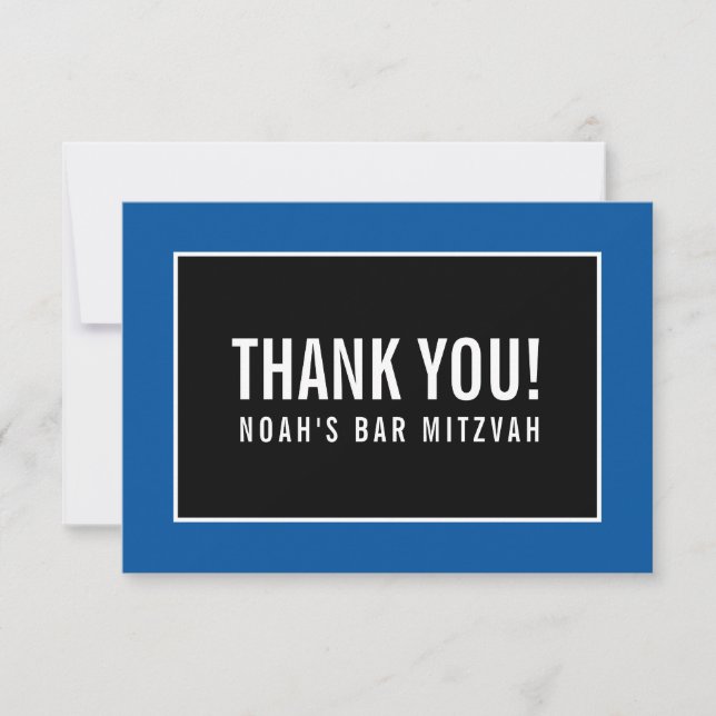 THANK YOU BAR MITZVAH minimalist black royal blue (Front)