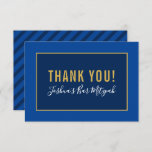 THANK YOU BAR MITZVAH minimalist gold navy blue<br><div class="desc">by kat massard >>> https://linktr.ee/simplysweetpaperie <<< A simple, stylish way to say thank you to your guest's for attending your event. Setup as a template it is simple for you to add your own details, or hit the customise button and you can add or change text, fonts, sizes etc TIP...</div>