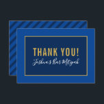 THANK YOU BAR MITZVAH minimalist gold navy blue<br><div class="desc">by kat massard >>> https://linktr.ee/simplysweetpaperie <<< A simple, stylish way to say thank you to your guest's for attending your event. Setup as a template it is simple for you to add your own details, or hit the customise button and you can add or change text, fonts, sizes etc TIP...</div>