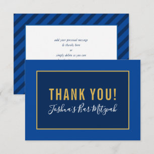 THANK YOU BAR MITZVAH minimalist gold navy blue Card