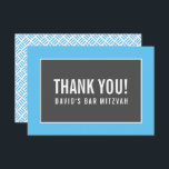 THANK YOU BAR MITZVAH minimalist grid blue gray<br><div class="desc">by kat massard >>> https://linktr.ee/simplysweetpaperie <<< A simple, stylish way to say thank you to your guest's for attending your event. Setup as a template it is simple for you to add your own details, or hit the customise button and you can add or change text, fonts, sizes etc TIP...</div>
