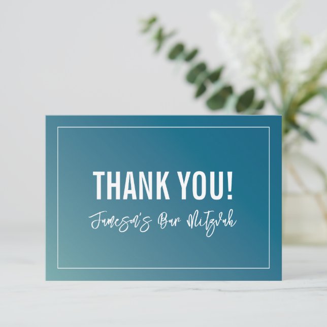 THANK YOU BAR MITZVAH modern blue mint gradient (Standing Front)