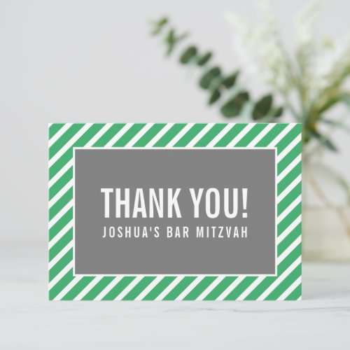 THANK YOU BAR MITZVAH modern boy simple green gray