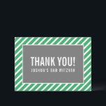 THANK YOU BAR MITZVAH modern boy simple green gray<br><div class="desc">by kat massard >>> https://linktr.ee/simplysweetpaperie <<< A simple, stylish way to say thank you to your guest's for attending your event. Setup as a template it is simple for you to add your own details, or hit the customise button and you can add or change text, fonts, sizes etc TIP...</div>