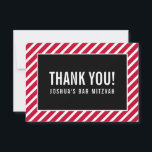 THANK YOU BAR MITZVAH modern boy simple red black Card<br><div class="desc">by kat massard >>> https://linktr.ee/simplysweetpaperie <<< A simple, stylish way to say thank you to your guest's for attending your event. Setup as a template it is simple for you to add your own details, or hit the customise button and you can add or change text, fonts, sizes etc TIP...</div>