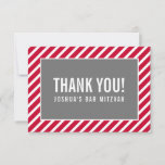 THANK YOU BAR MITZVAH modern boy simple red gray<br><div class="desc">by kat massard >>> https://linktr.ee/simplysweetpaperie <<< A simple, stylish way to say thank you to your guest's for attending your event. Setup as a template it is simple for you to add your own details, or hit the customise button and you can add or change text, fonts, sizes etc TIP...</div>