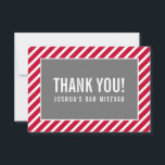 THANK YOU BAR MITZVAH modern boy simple red gray Card<br><div class="desc">by kat massard >>> https://linktr.ee/simplysweetpaperie <<< A simple, stylish way to say thank you to your guest's for attending your event. Setup as a template it is simple for you to add your own details, or hit the customise button and you can add or change text, fonts, sizes etc TIP...</div>