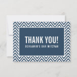 THANK YOU BAR MITZVAH modern chevron navy blue<br><div class="desc">by kat massard >>> https://linktr.ee/simplysweetpaperie <<< A simple, stylish way to say thank you to your guest's for attending your event. Setup as a template it is simple for you to add your own details, or hit the customise button and you can add or change text, fonts, sizes etc TIP...</div>