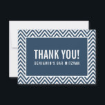 THANK YOU BAR MITZVAH modern chevron navy blue<br><div class="desc">by kat massard >>> https://linktr.ee/simplysweetpaperie <<< A simple, stylish way to say thank you to your guest's for attending your event. Setup as a template it is simple for you to add your own details, or hit the customise button and you can add or change text, fonts, sizes etc TIP...</div>