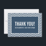 THANK YOU BAR MITZVAH modern chevron navy blue<br><div class="desc">by kat massard >>> https://linktr.ee/simplysweetpaperie <<< A simple, stylish way to say thank you to your guest's for attending your event. Setup as a template it is simple for you to add your own details, or hit the customise button and you can add or change text, fonts, sizes etc TIP...</div>