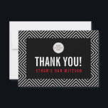 THANK YOU BAR MITZVAH modern geometric black red Card<br><div class="desc">by kat massard >>> https://linktr.ee/simplysweetpaperie <<< A simple, stylish way to say thank you to your guest's for attending your event - including your event logo Setup as a template it is simple for you to add your own details, or hit the customise button and you can add or change...</div>